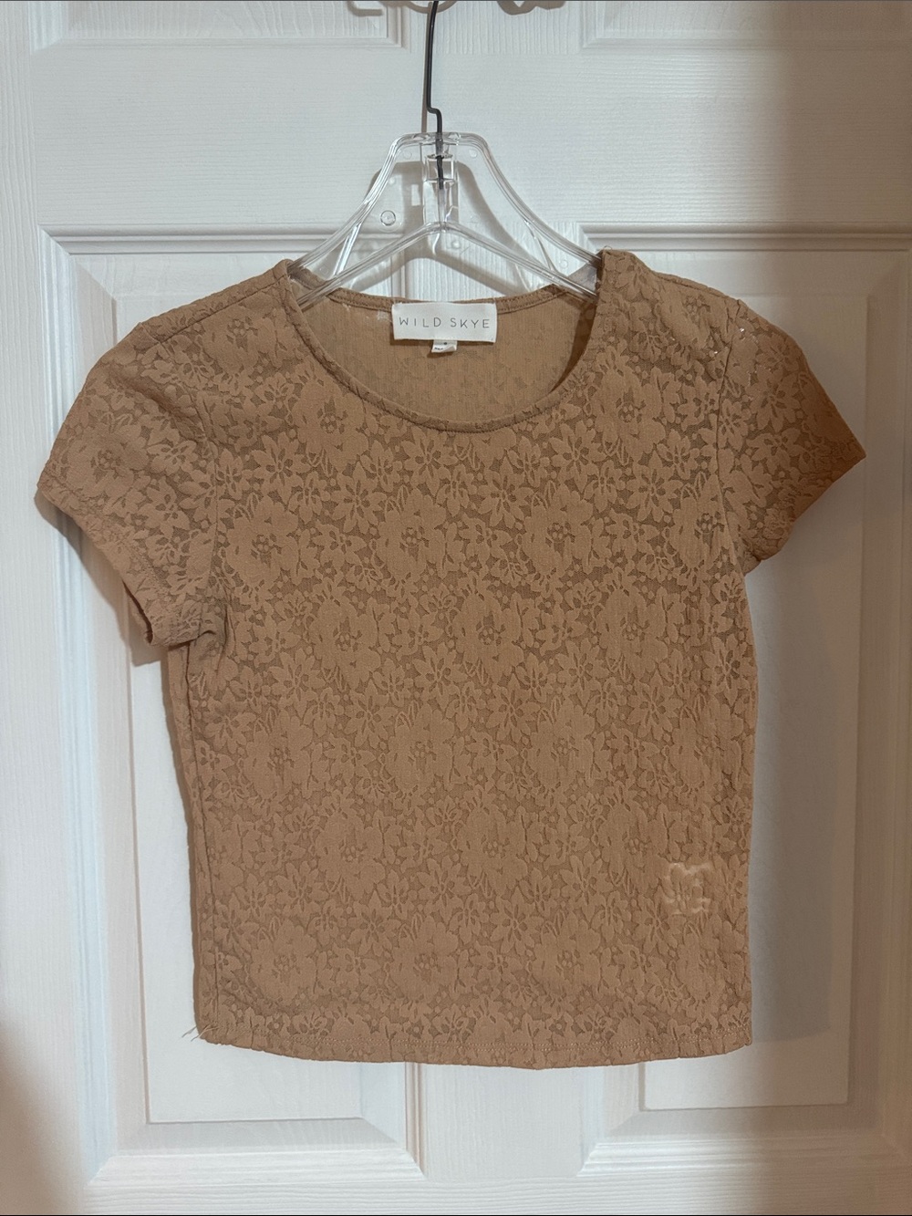 Wild Skye Tan Floral Lace Crop Top